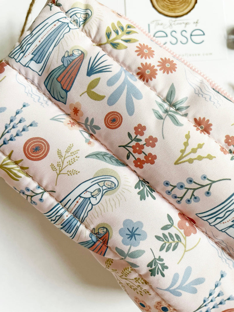 Our Lady of Lourdes Puffer Pouch - Shepherd Me Shop