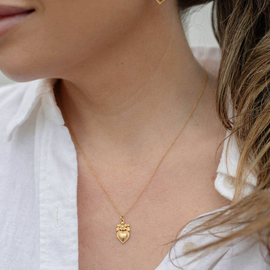 Sacred Heart Flower Necklace