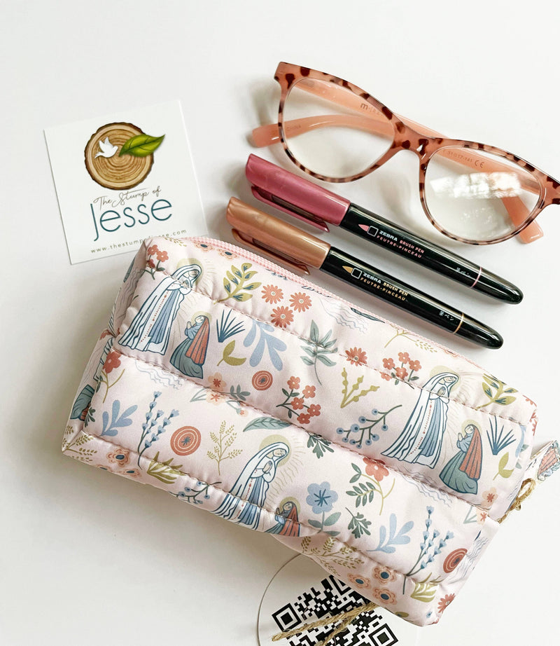 Our Lady of Lourdes Puffer Pouch - Shepherd Me Shop