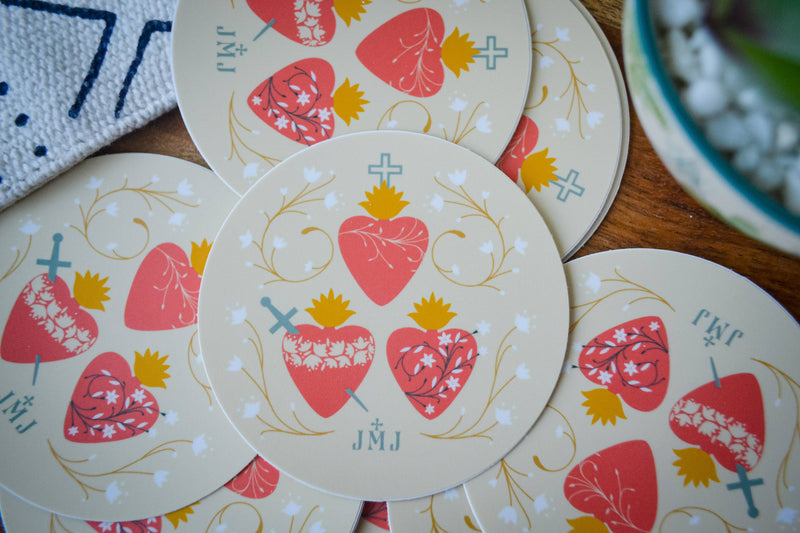 Holy Family Hearts Sticker - Shepherd Me Shop