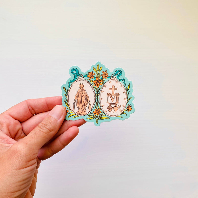Floral Miraculous Medal Sticker
