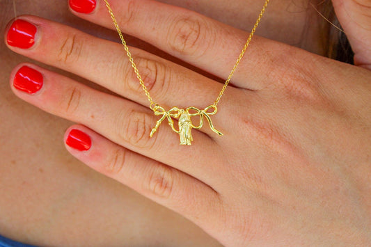 Our Lady Undoer of Knots Necklace – Gold Catholic Marian Necklace with Prayer Card