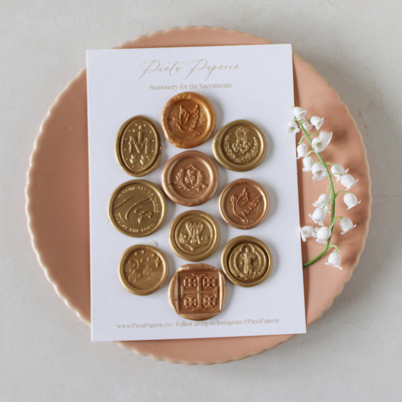 Catholic Wax Seals: Pack of 10 - Gold - Shepherd Me Shop