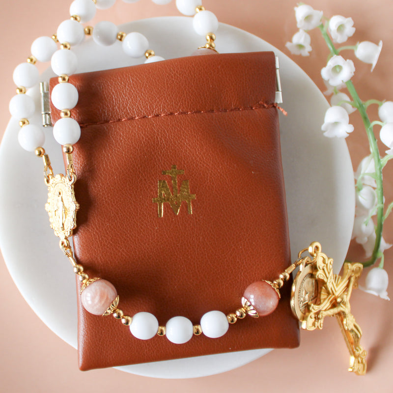 Brown Vegan Leather Rosary Pouch - Shepherd Me Shop
