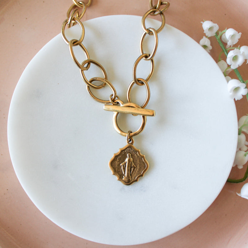 Antique Gold Mary Necklace - Shepherd Me Shop