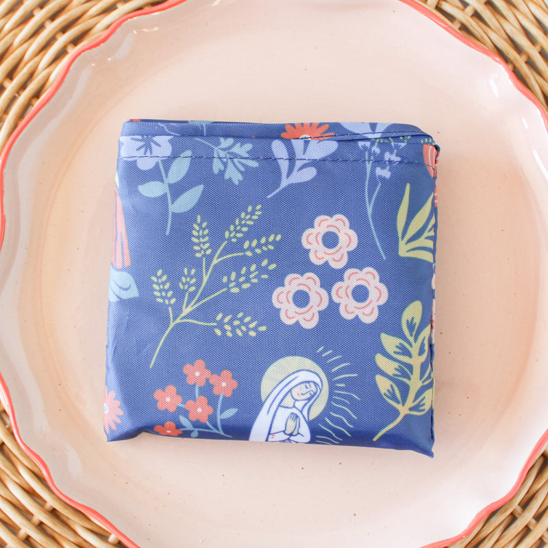 Catholic Grocery Tote: Our Lady of Lourdes Reusable Shopping Bag - Shepherd Me Shop
