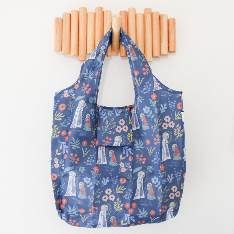 Catholic Grocery Tote: Our Lady of Lourdes Reusable Shopping Bag - Shepherd Me Shop