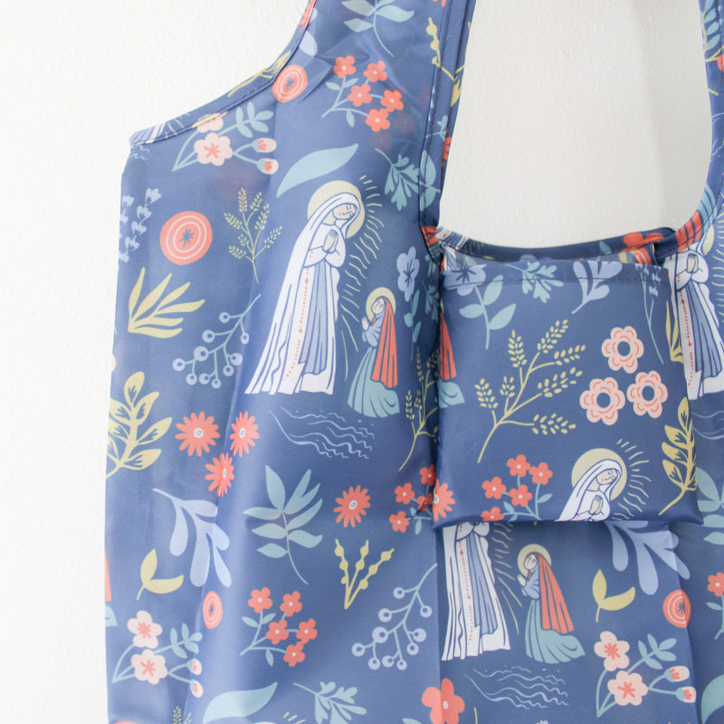 Catholic Grocery Tote: Our Lady of Lourdes Reusable Shopping Bag - Shepherd Me Shop