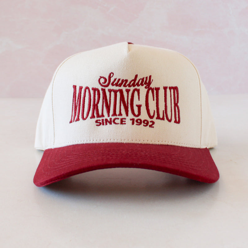 Sunday Morning Club Two-Tone Trucker Hat: Burgundy - Shepherd Me Shop