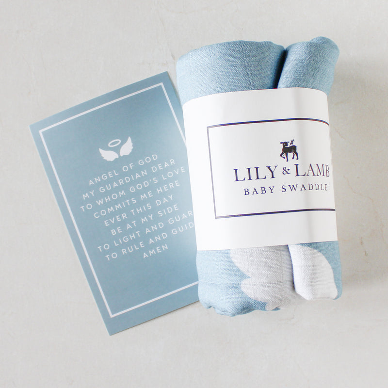 Guardian Angel Baby Swaddle: Blue