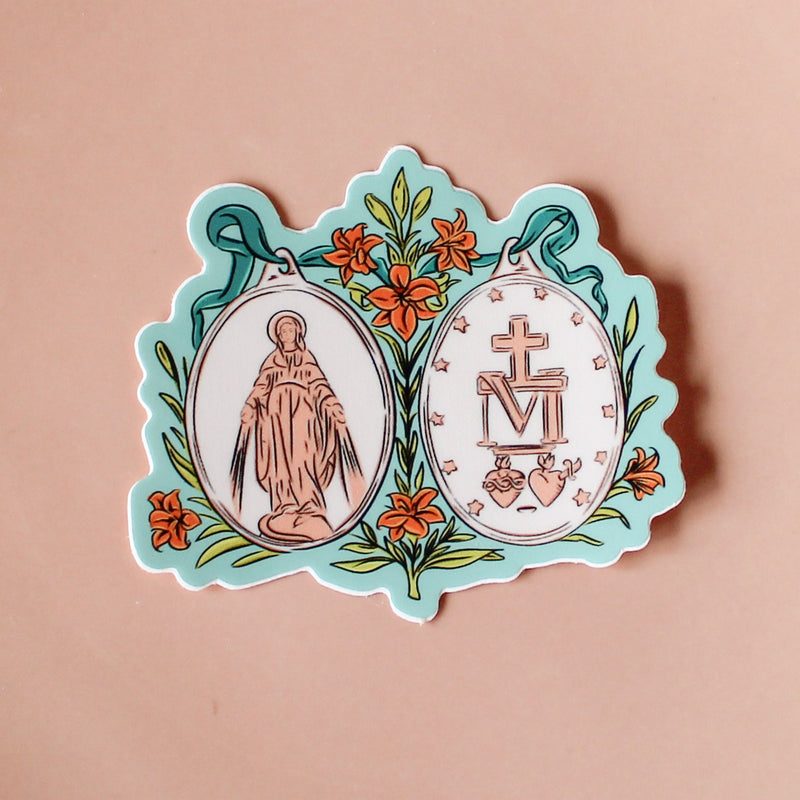 Floral Miraculous Medal Sticker
