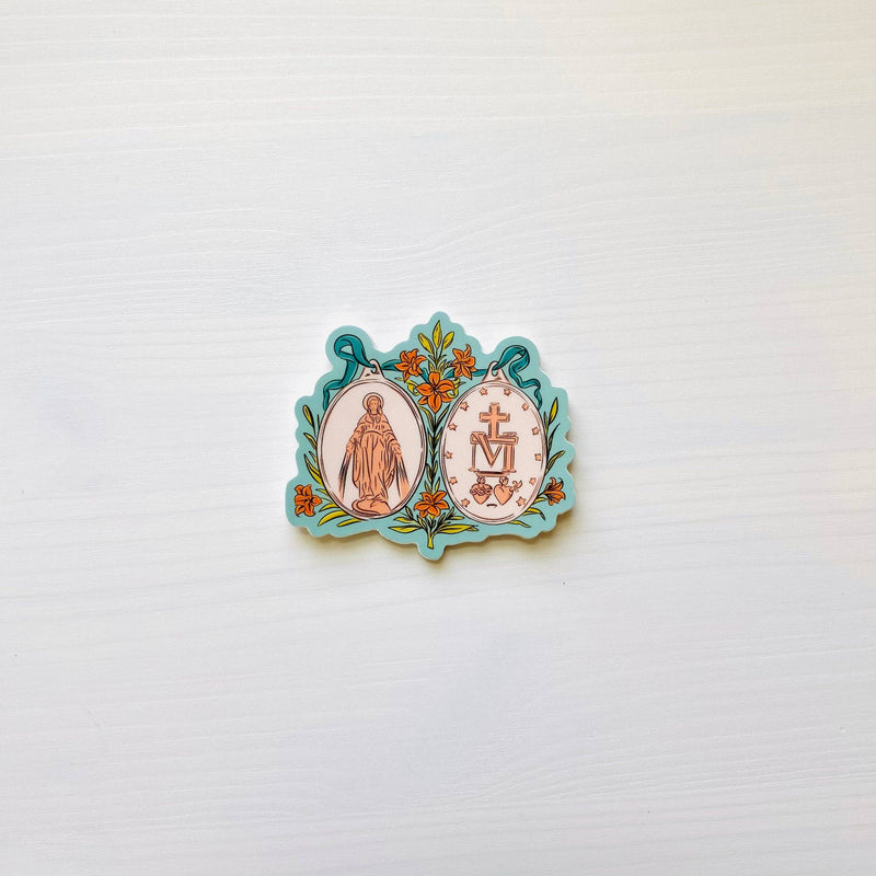 Floral Miraculous Medal Sticker