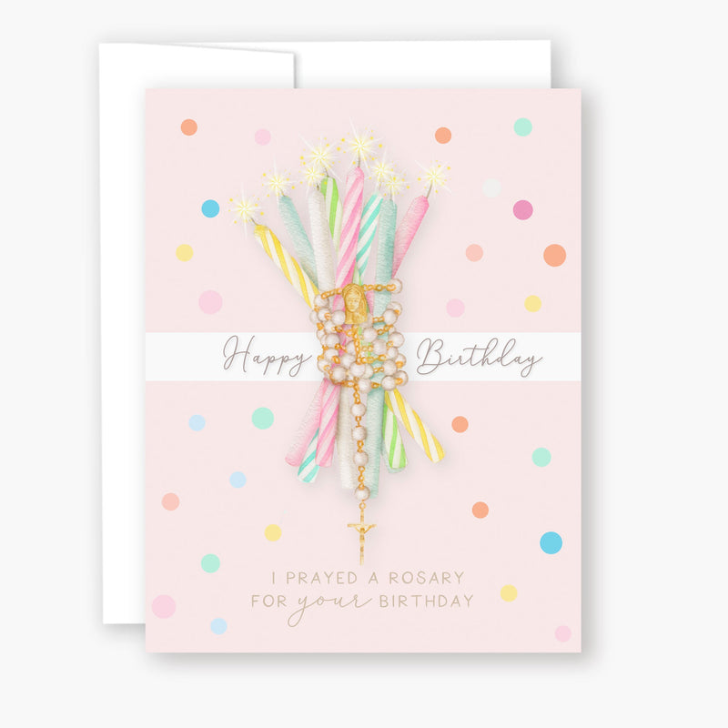 Rosary Card | Birthday Candles | Pink | Birthday - Shepherd Me Shop