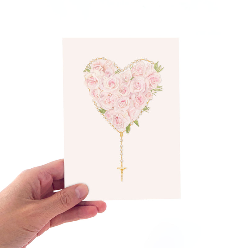 Rosary & Roses Heart Art Print - Shepherd Me Shop