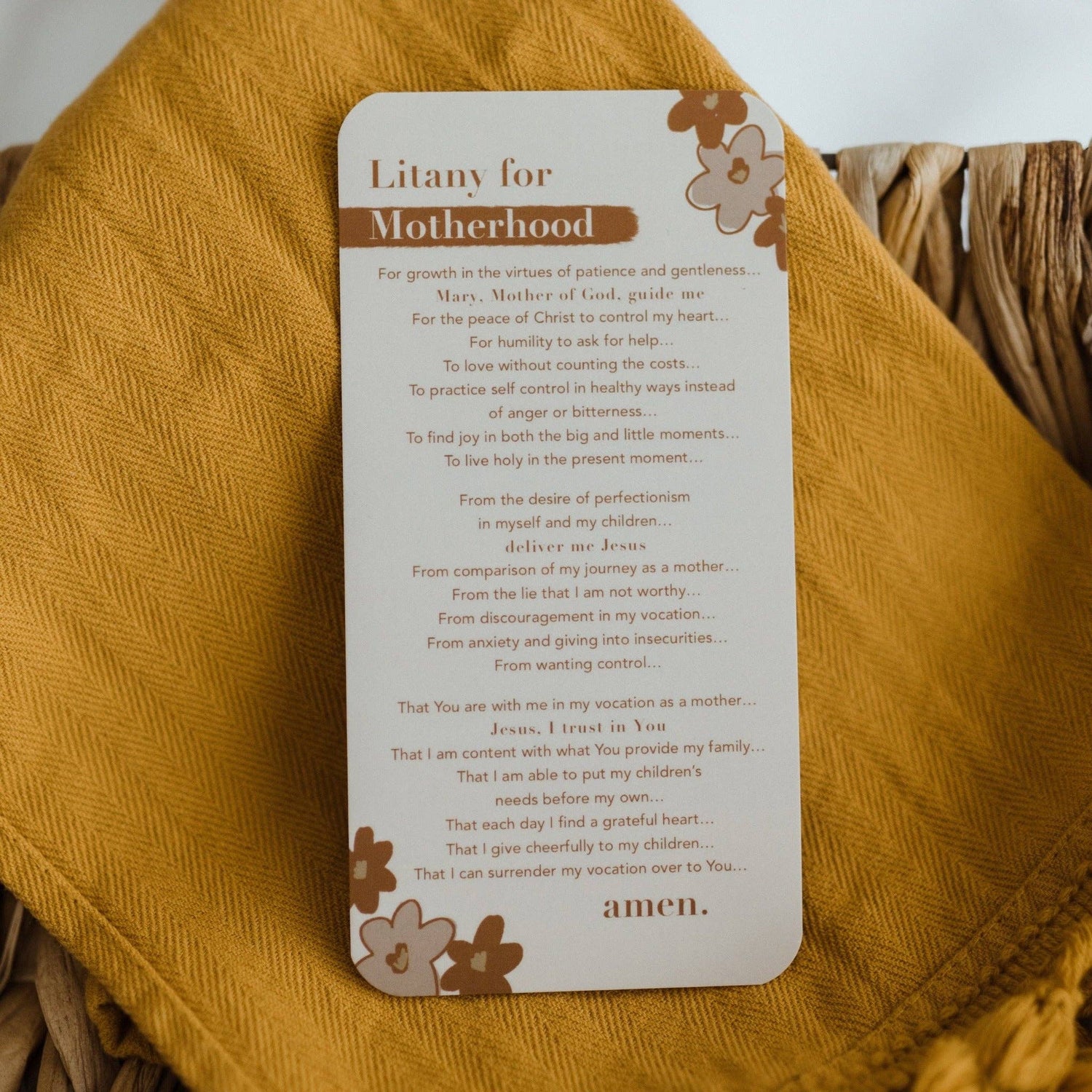 Litany for Motherhood Prayer Card - Shepherd Me Shop
