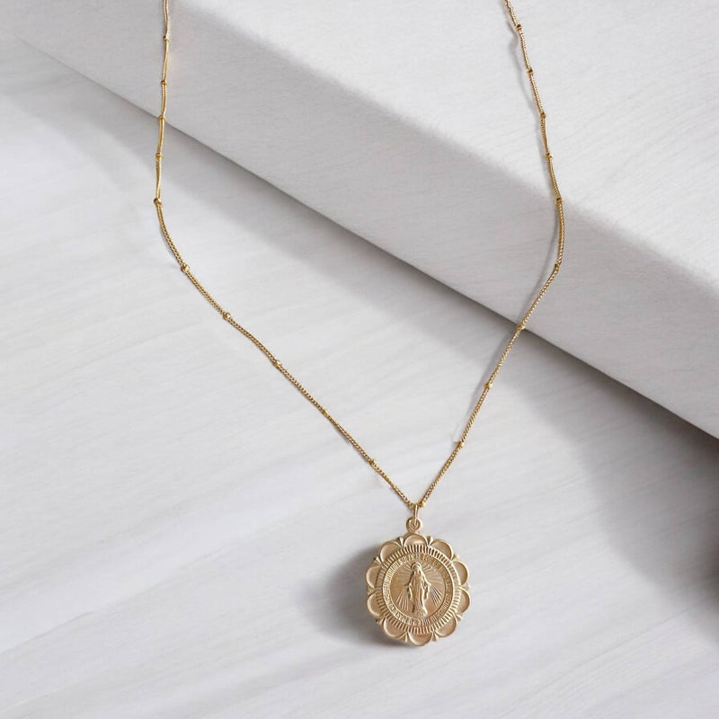 Scalloped Miraculous Medal Necklace