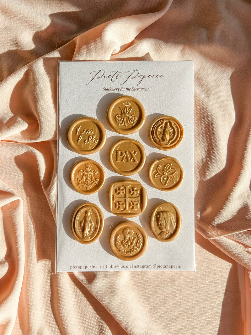 Catholic Wax Seals: Pack of 10 - Gold - Shepherd Me Shop
