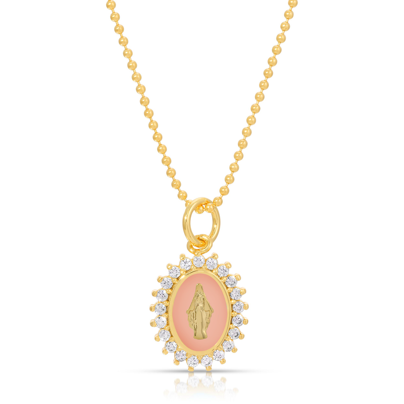 Our Lady of Lourdes Necklace: Pink