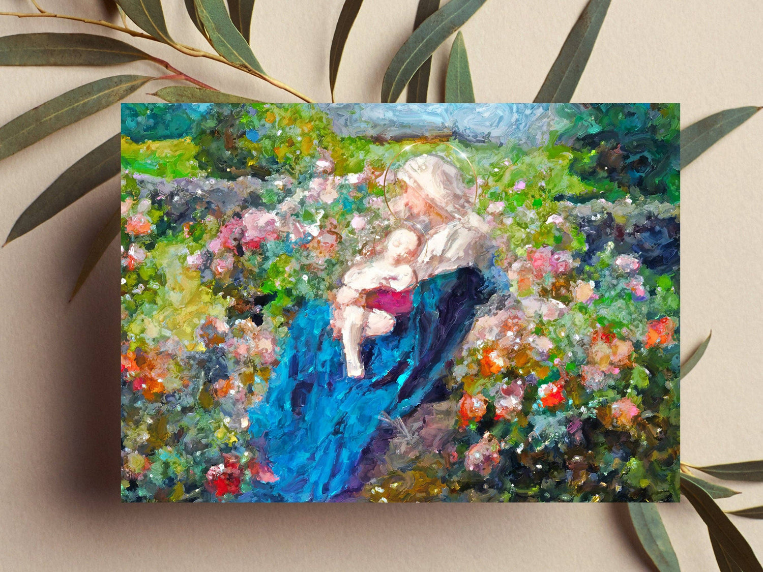 Our Lady Among the Flowers Catholic Art Print - Shepherd Me Shop