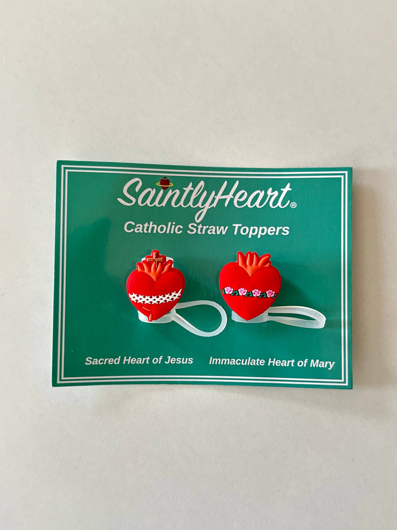 Catholic Straw Toppers: Holy Hearts (2 pack!)