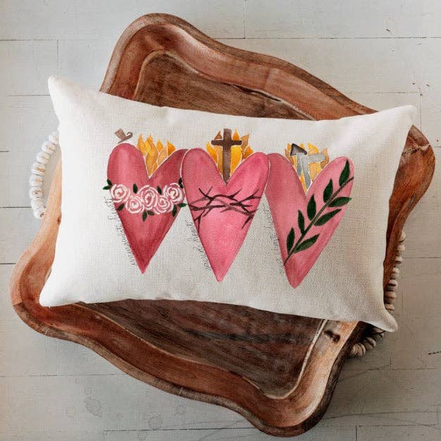3 Hearts Lumbar Pillow - Shepherd Me Shop