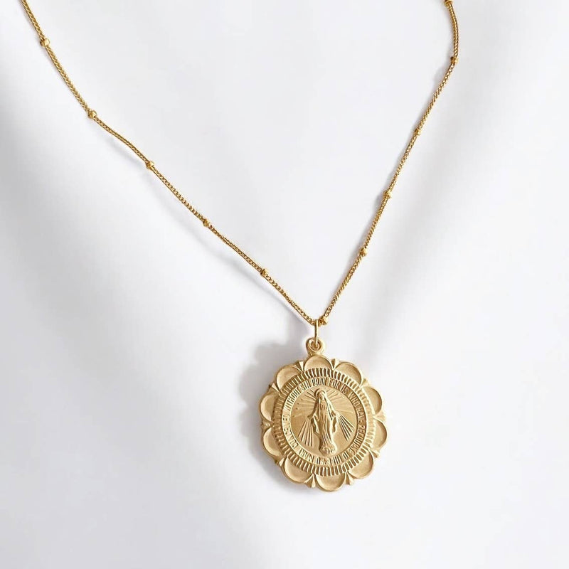 Scalloped Miraculous Medal Necklace