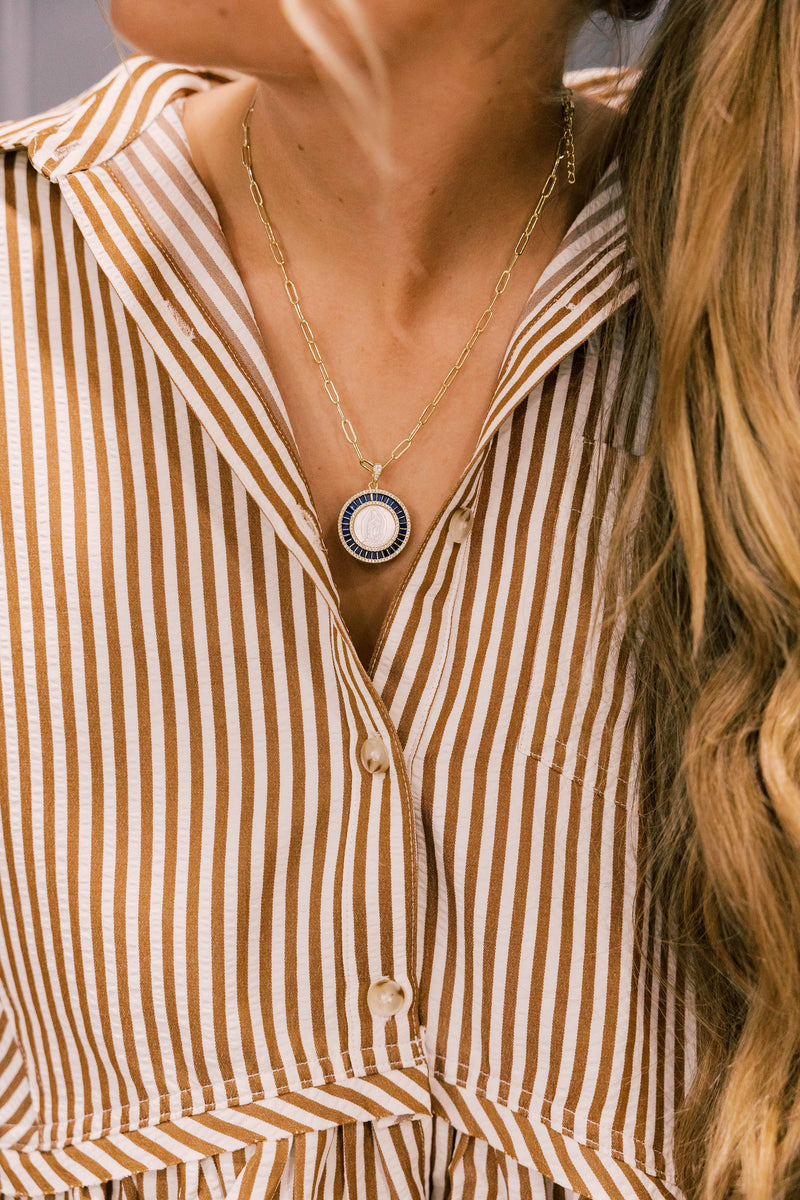 Lapis Guadalupe Necklace – Marian Pendant Gold Catholic Necklace