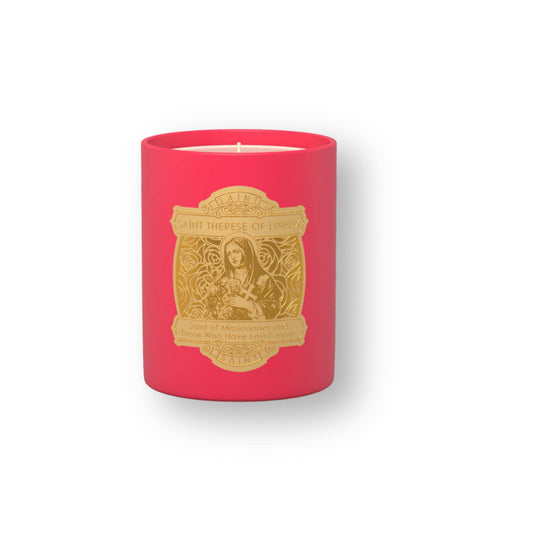 Saint Therese of Lisieux Candle: White Rose