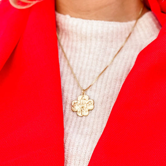 Gold Clover 4-Way Cross Necklace