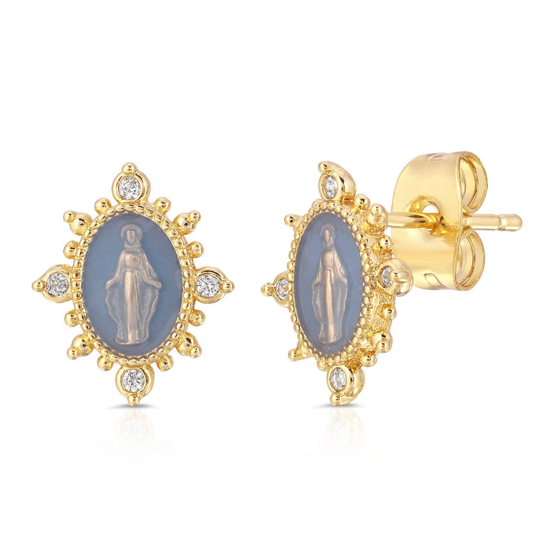 Our Lady of Lourdes Earrings: French Blue