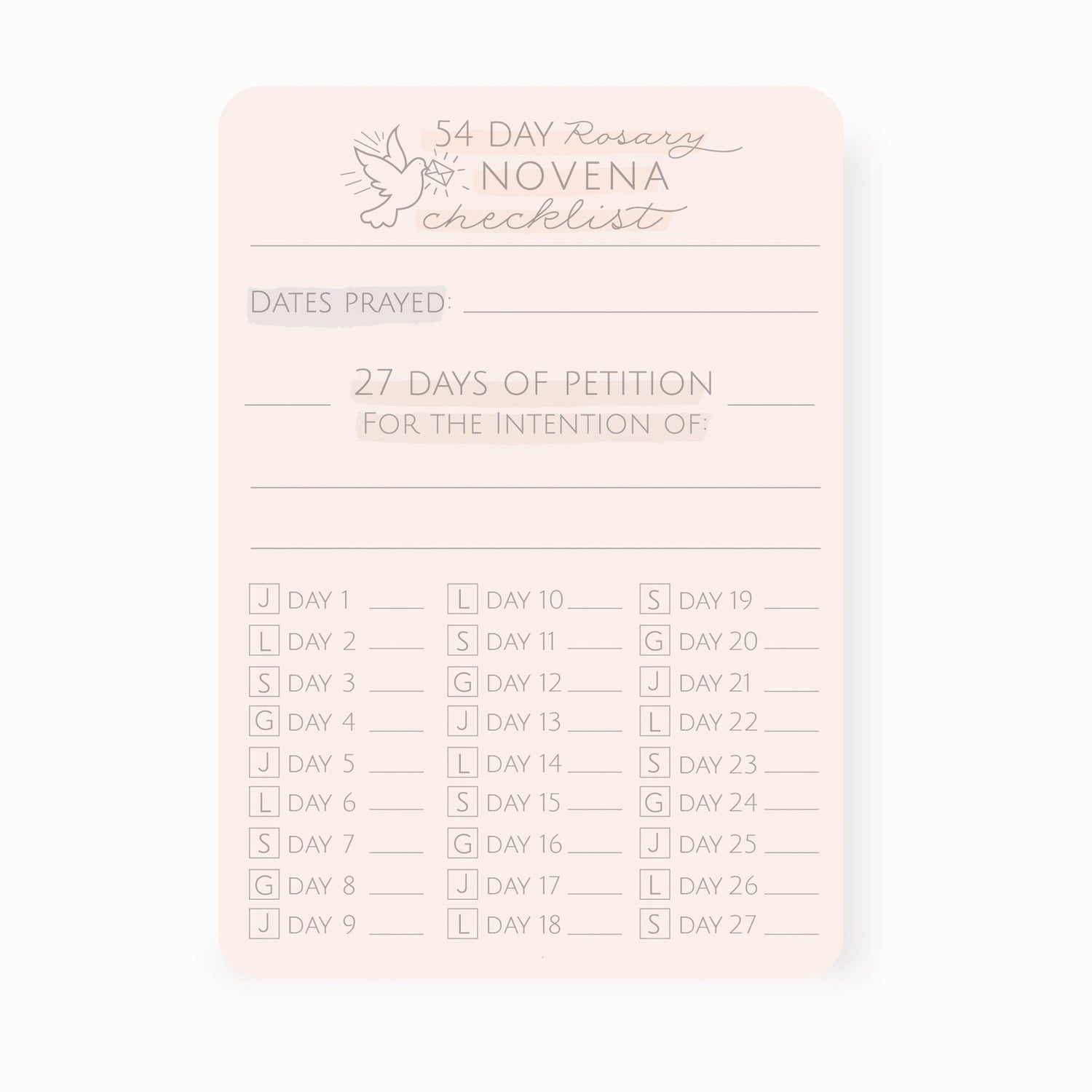 54-Day Rosary Novena Checklist - Shepherd Me Shop