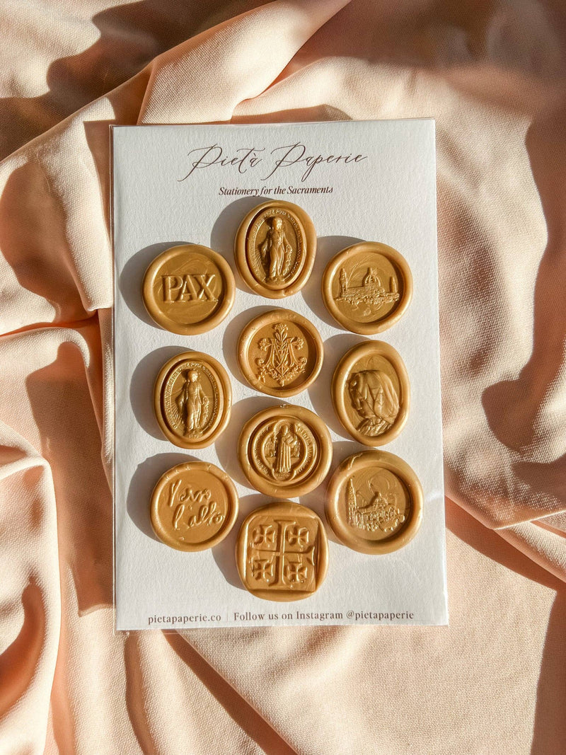 Catholic Wax Seals: Pack of 10 - Gold - Shepherd Me Shop