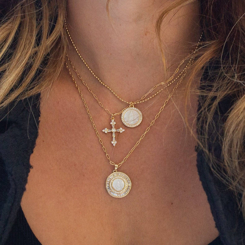 Classic Mother Mary Necklace: Gold