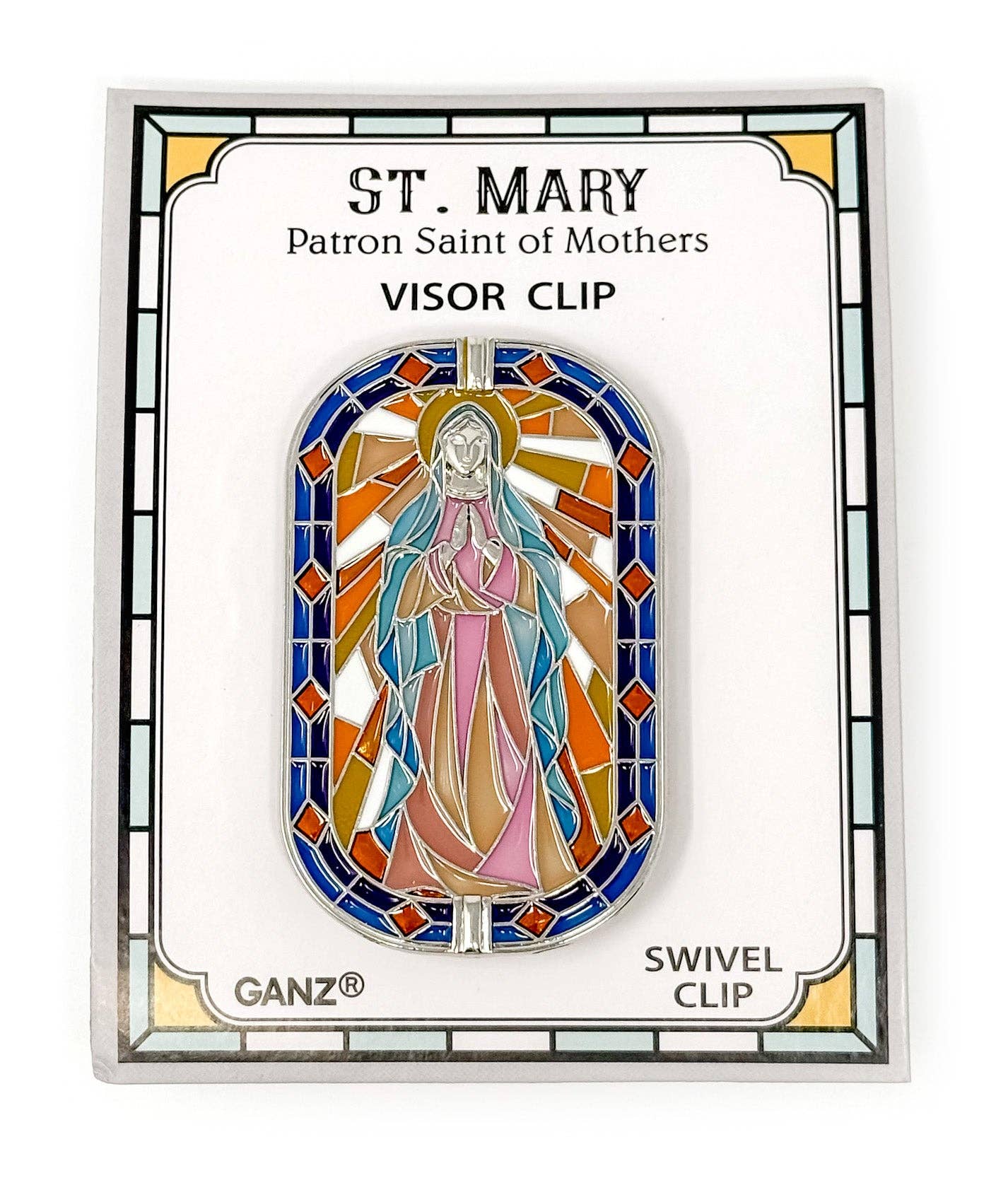 Enameled Blessed Mother Visor Clip