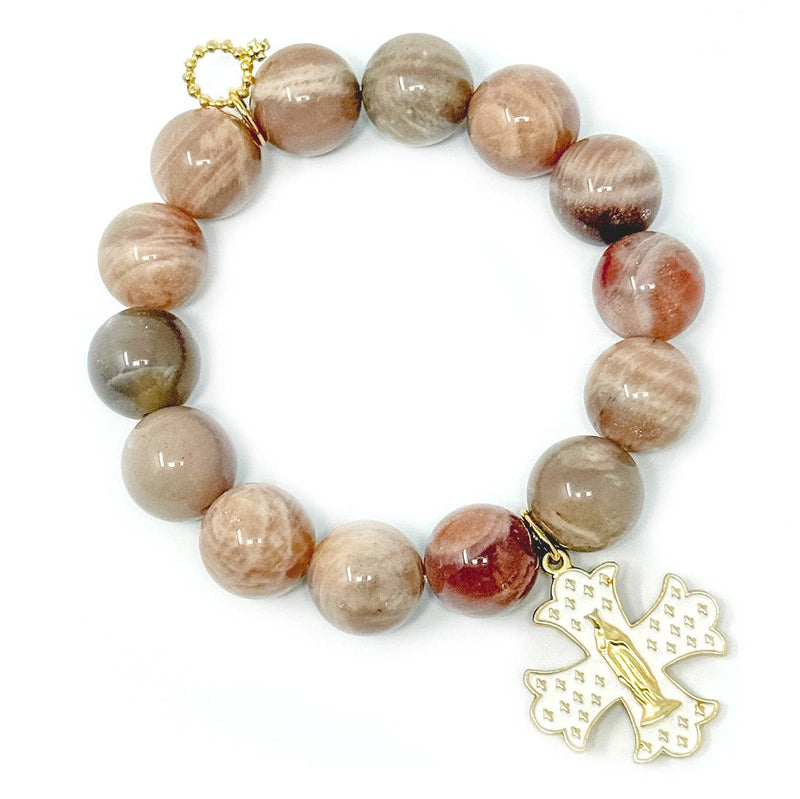 Mary Cross Moonstone Bracelet