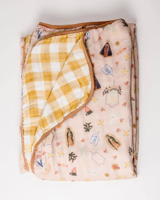 Pink Marian Deluxe Muslin Baby Blanket Quilt - Shepherd Me Shop