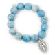 Blessed Mother Blue Agate Bracelet: Silver Miraculous Mary