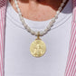Pearl Necklace: Gold Blessed Mother