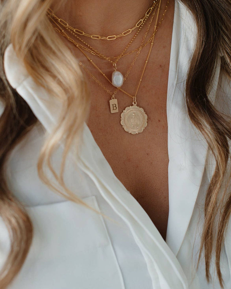 Scalloped Miraculous Medal Necklace