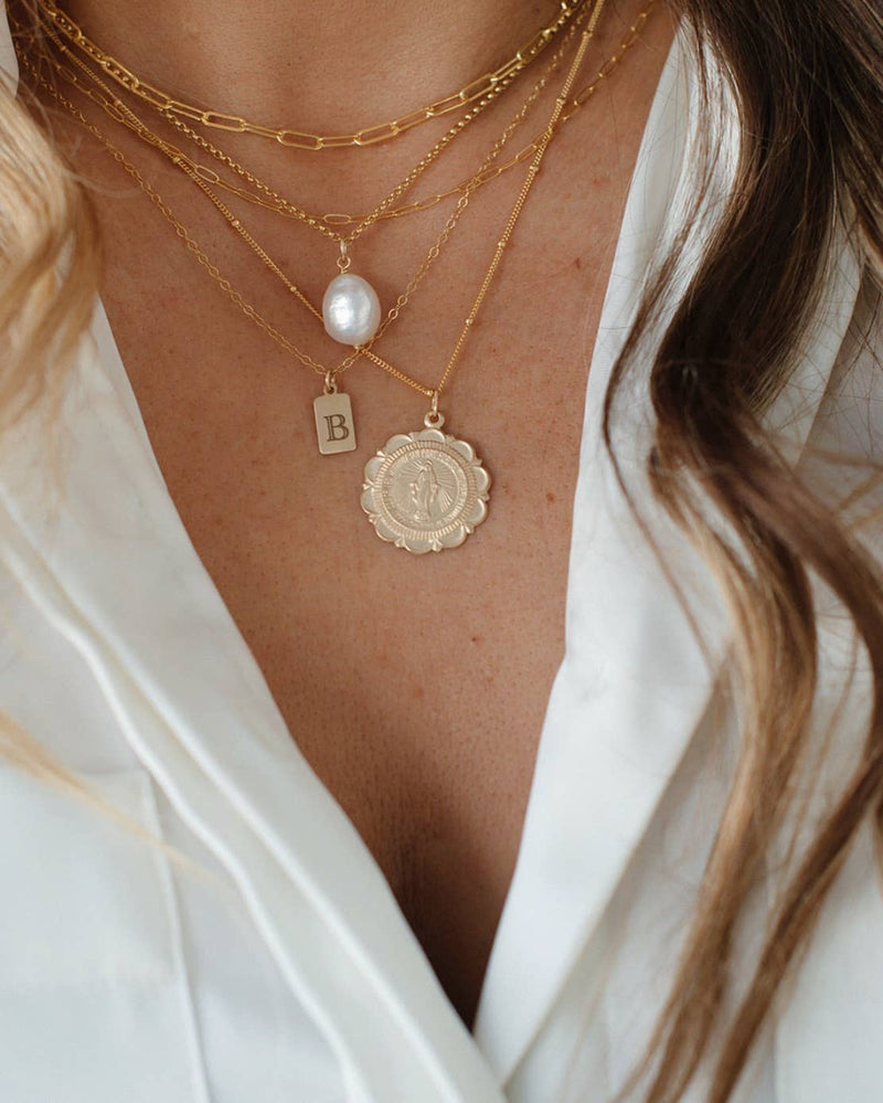Scalloped Miraculous Medal Necklace