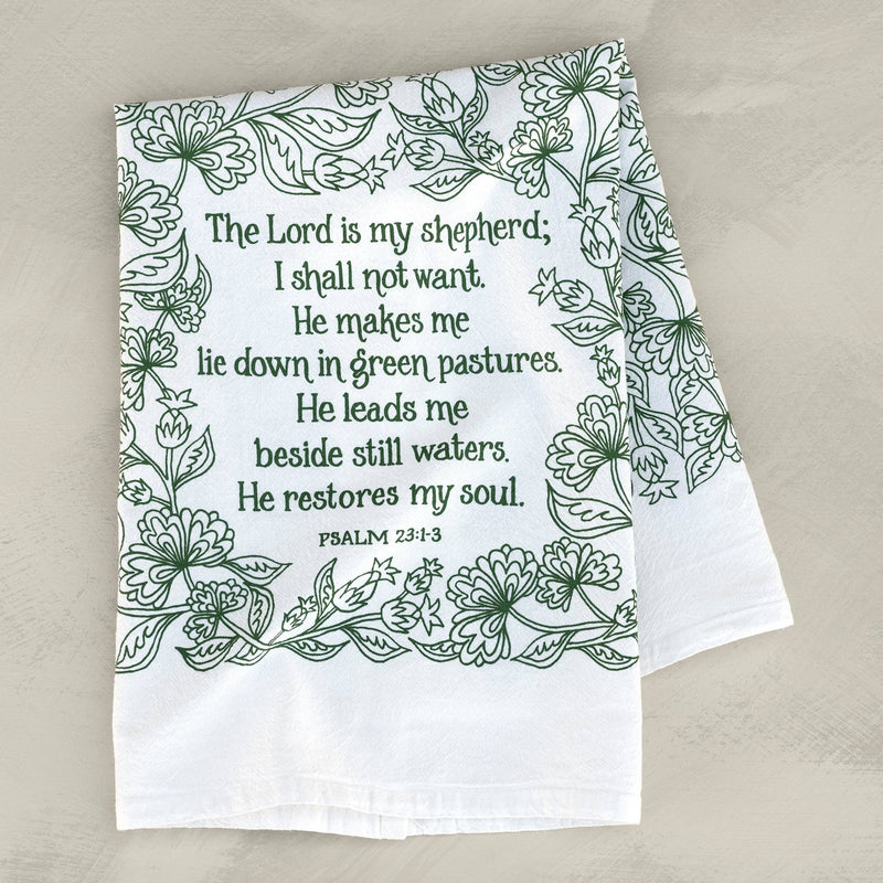 The Lord is My Shepherd Scripture Tea Towel