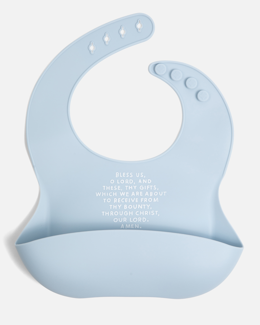 Meal Blessing Silicone Bib: Powder Blue - Shepherd Me Shop