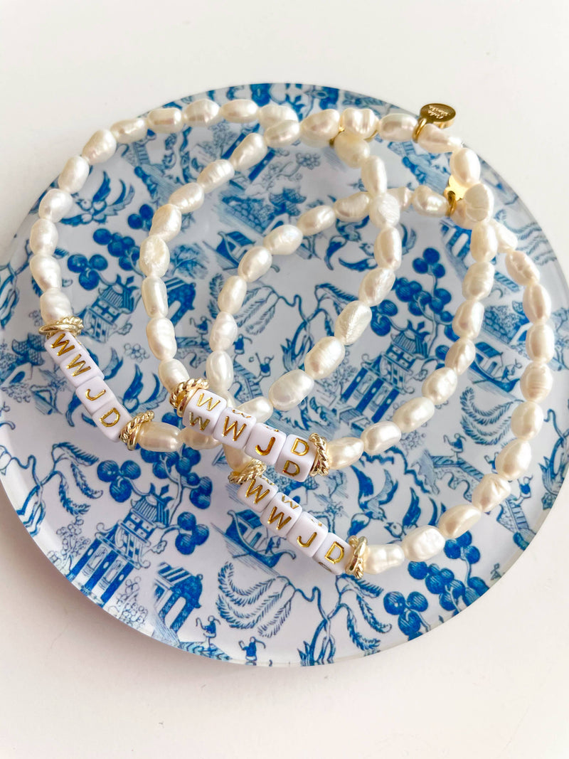 Pearl WWJD Bracelet - Shepherd Me Shop