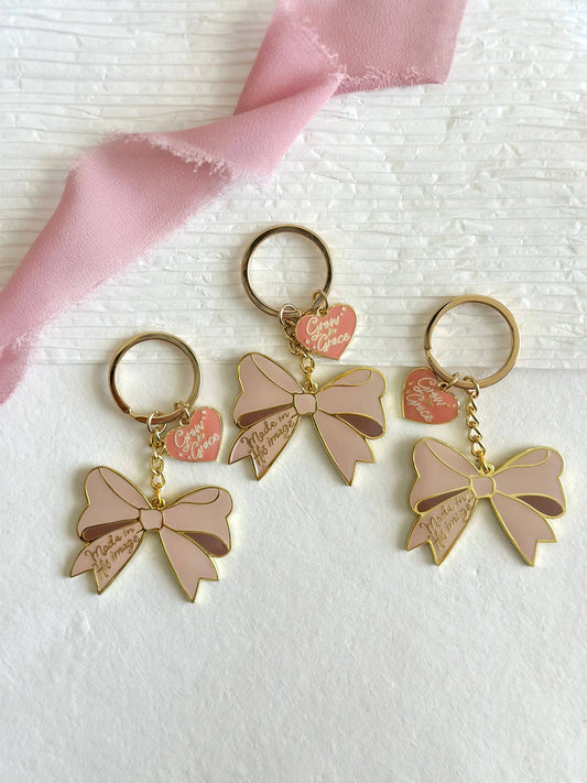 Made in His Image Bow Enamel Keychain - Shepherd Me Shop