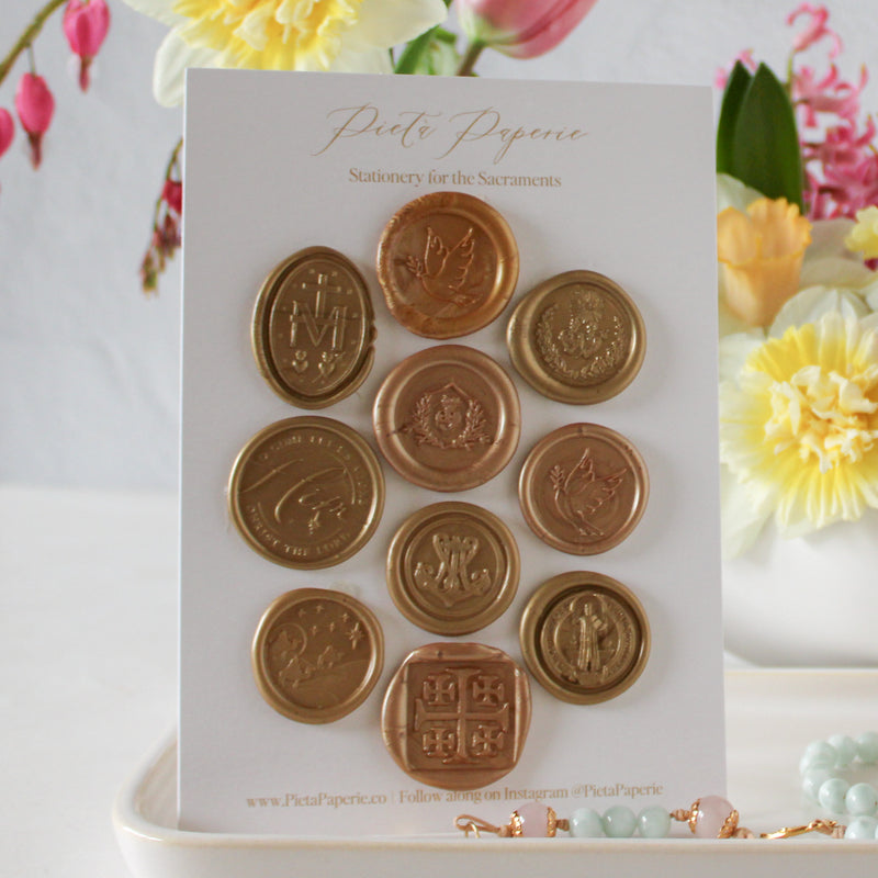 Catholic Wax Seals: Pack of 10 - Gold - Shepherd Me Shop