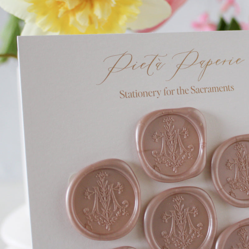 Marian Cross Pre-Made Catholic Wax Seals - 10 pack: Pearl Pink - Shepherd Me Shop