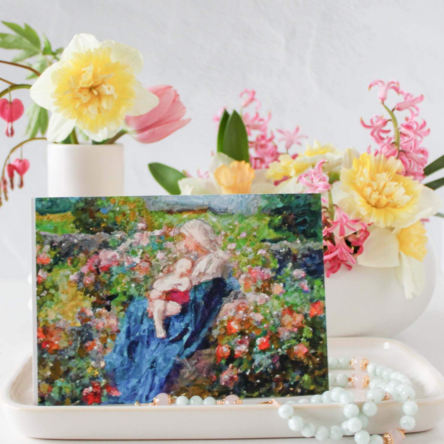 Our Lady Among the Flowers Catholic Art Print - Shepherd Me Shop
