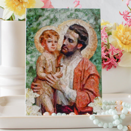 St. Joseph and Jesus Among The Lilies Art Print