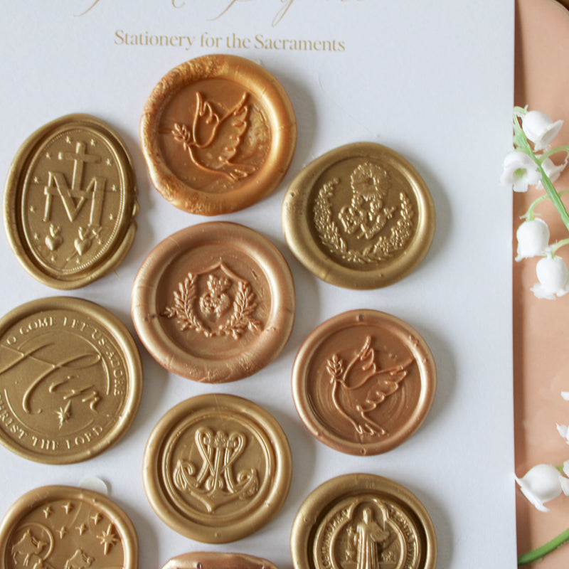 Catholic Wax Seals: Pack of 10 - Gold - Shepherd Me Shop