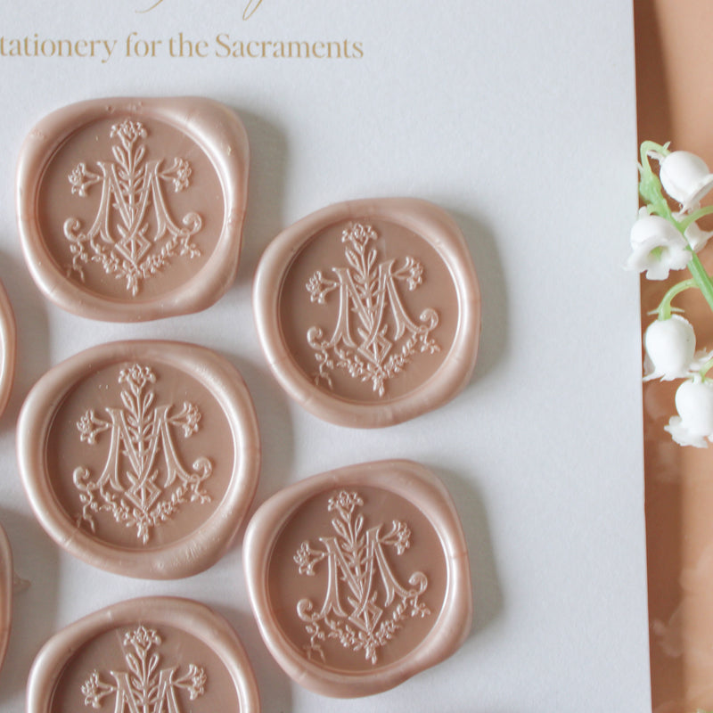 Marian Cross Pre-Made Catholic Wax Seals - 10 pack: Pearl Pink - Shepherd Me Shop